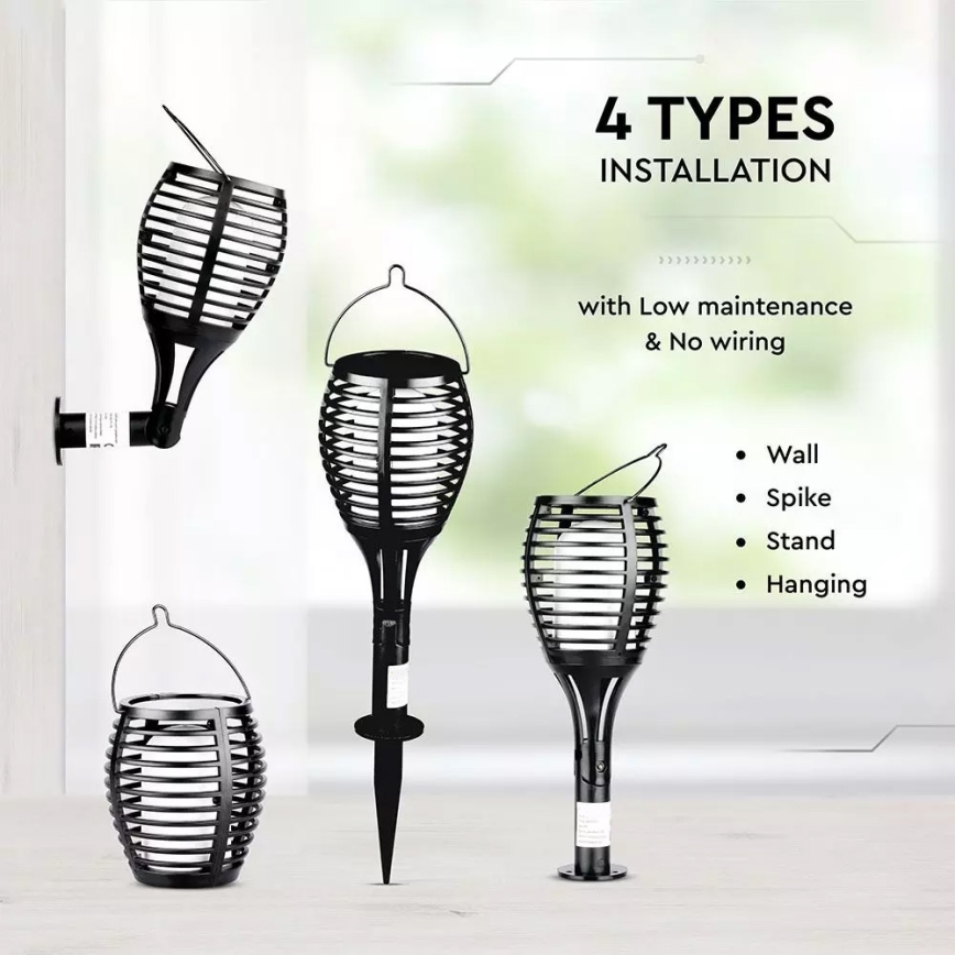 Lampă solară LED FLAME 4 în 1, 0,45 W / 3,7 V, IP44, 500 mAh