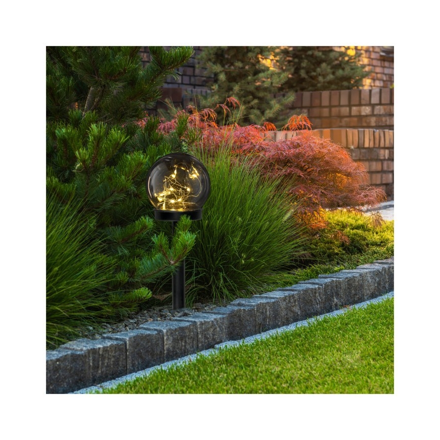 Lampă solară LED GLEAM, 1,2 V, 3000 K, IP44, 40 mAh, fumuriu/negru