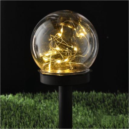 Lampă solară LED GLEAM, 1,2 V, 3000 K, IP44, 40 mAh, transparent/negru