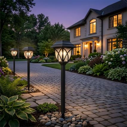 Lampă solară LED LAWN LED/1,2V 100 mAh 3000K 44 cm IP44 negru