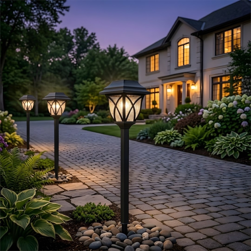 Lampă solară LED LAWN LED/1,2V 100 mAh 3000K 44 cm IP44 negru