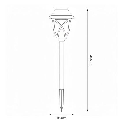 Lampă solară LED LAWN LED/1,2V 100 mAh 3000K 44 cm IP44 negru