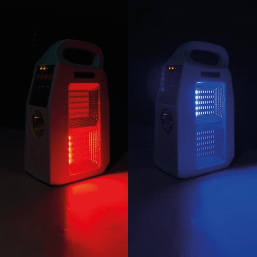 Lampă solară multifuncțională cu LED, difuzor și powerbank LED/5W/7200 mAh IP65