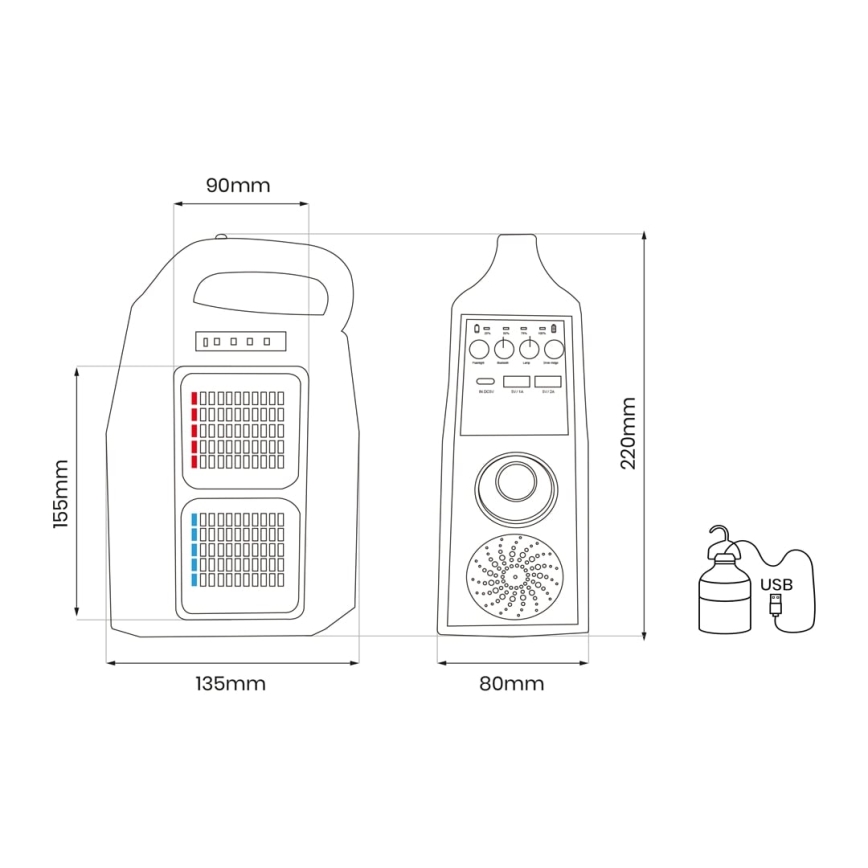 Lampă solară multifuncțională cu LED, difuzor și powerbank LED/5W/7200 mAh IP65