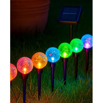 Lampă solară LED RGB, 10 x LED, 1,2 V, 300 mAh, IP44, neagră