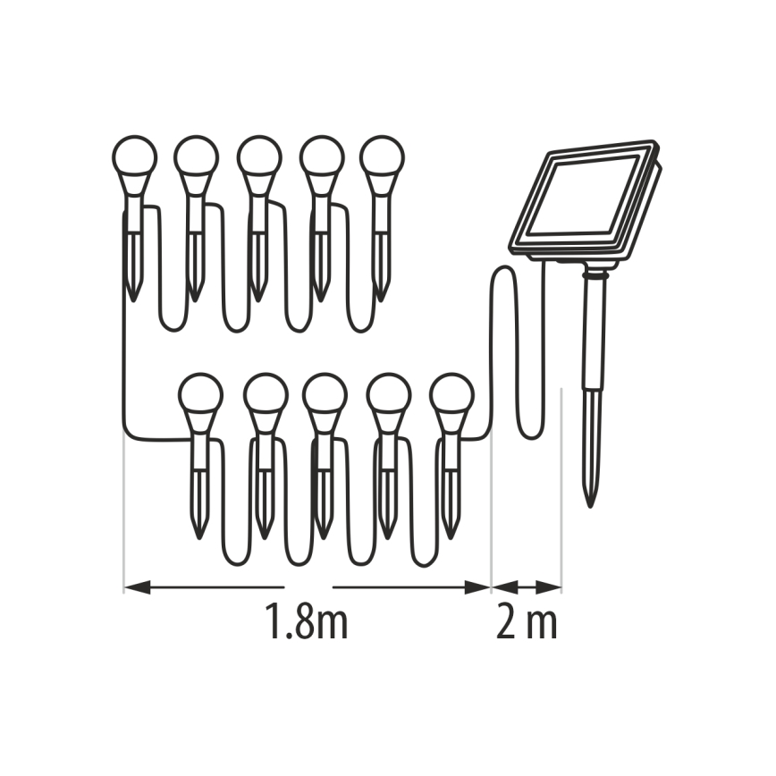Lampă solară LED RGB, 10 x LED, 1,2 V, 300 mAh, IP44, neagră