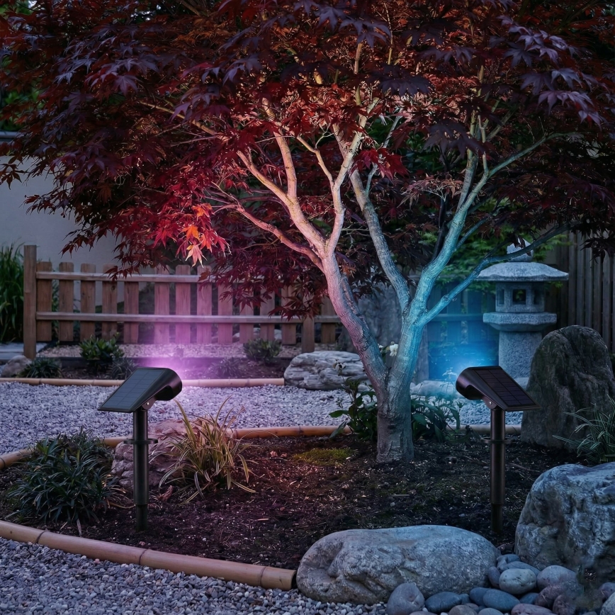 Lampă solară LED RGB 2 în 1 LED/3,7V 1200 mAh IP54 neagră
