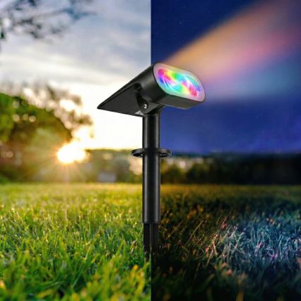 Lampă solară LED RGB 2 în 1 LED/3,7V 1200 mAh IP54 neagră