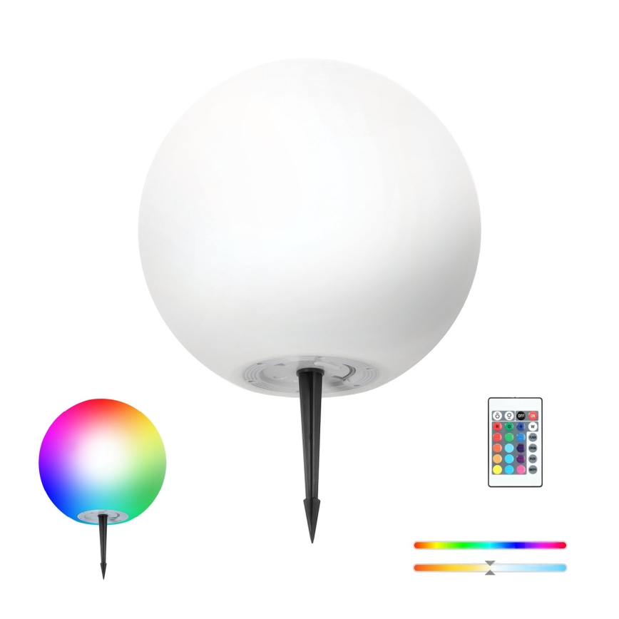 GARDEN BALL Lampă solară LED RGBW reglabilă, 5W/3,7V, 3000K, IP54, 2200 mAh, Ø 40 cm, cu telecomandă