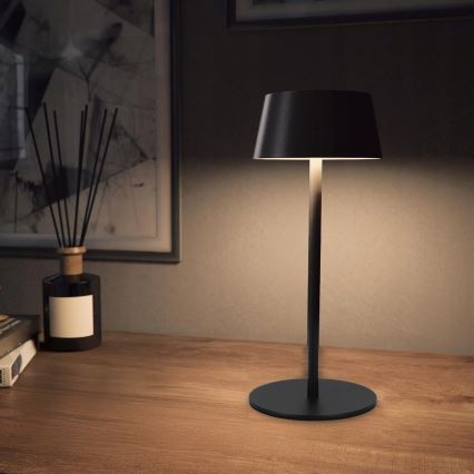 Lampă solară LED tactilă reglabilă LED/3W/5V USB 1800 mAh IP44 neagră