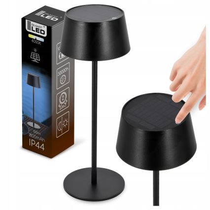 Lampă solară LED tactilă reglabilă LED/3W/5V USB 1800 mAh IP44 neagră