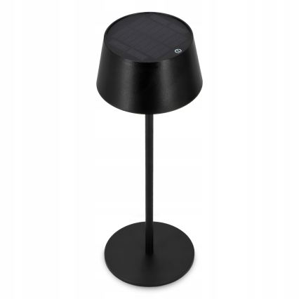 Lampă solară LED tactilă reglabilă LED/3W/5V USB 1800 mAh IP44 neagră