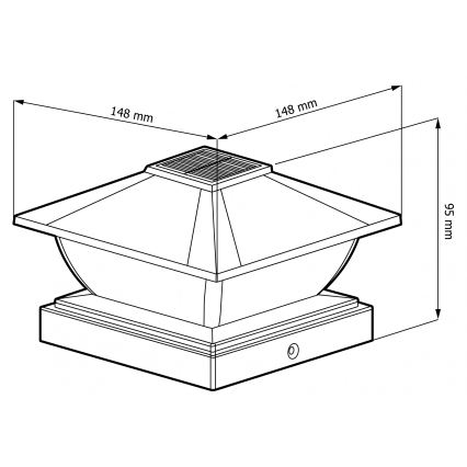 Lampă solară LED TOYA, 4,5 W, 230 V, 3000/6500 K, 600 mAh, IP44, negru