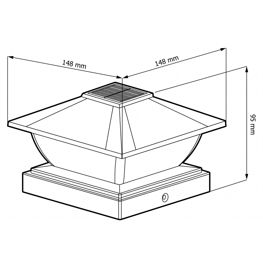 Lampă solară LED TOYA, 4,5 W, 230 V, 3000/6500 K, 600 mAh, IP44, negru