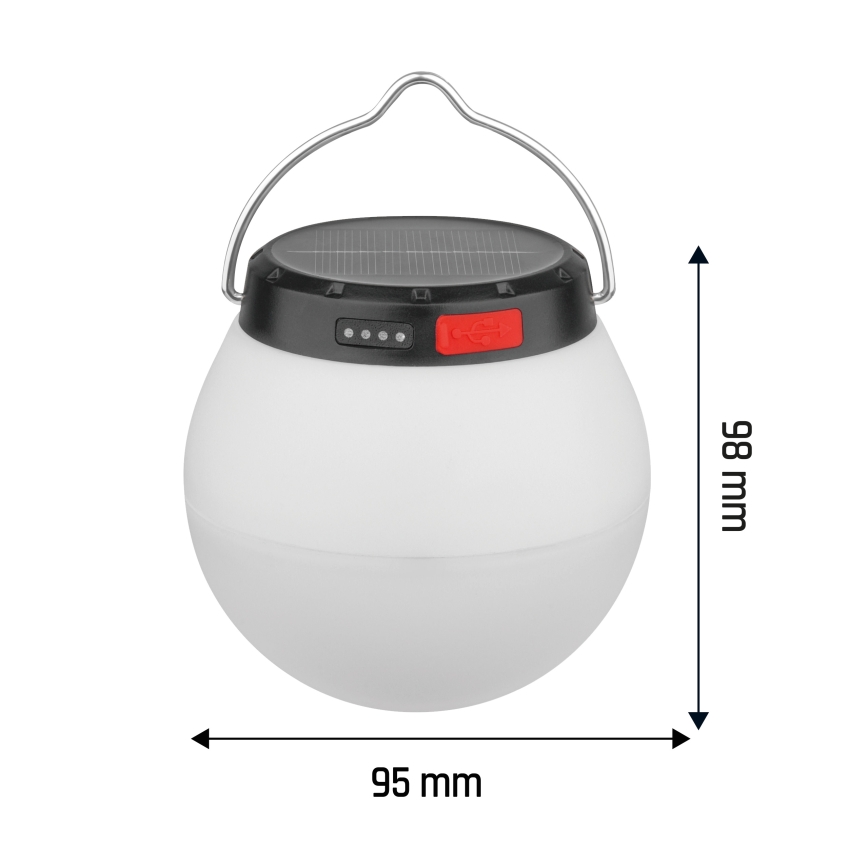 Lampă solară portabilă cu LED, reîncărcabilă și reglabilă LUMINA ORB LED/5V 800 mAh