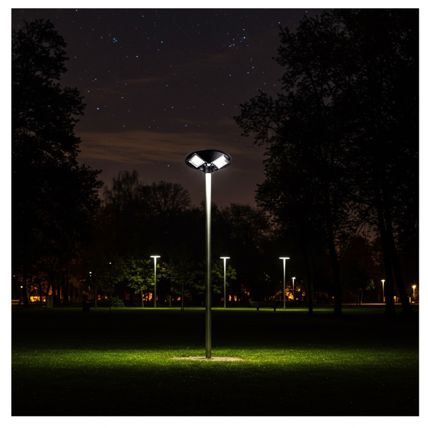 Lampă solară stradală LED reglabilă cu senzor LED/15W/6V 11000 mAh 6500 K IP65 negru + telecomandă