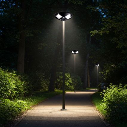 Lampă solară stradală LED reglabilă cu senzor LED/15W/6V 11000 mAh 6500 K IP65 negru + telecomandă