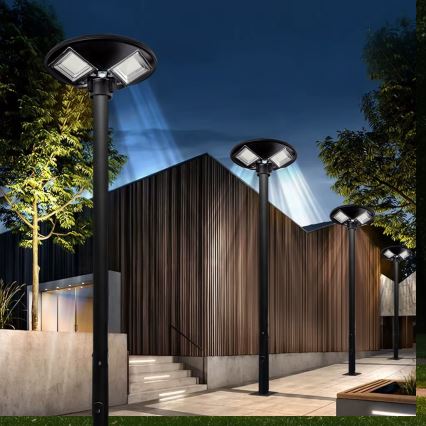 Lampă solară stradală LED reglabilă cu senzor LED/15W/6V 11000 mAh 6500 K IP65 negru + telecomandă