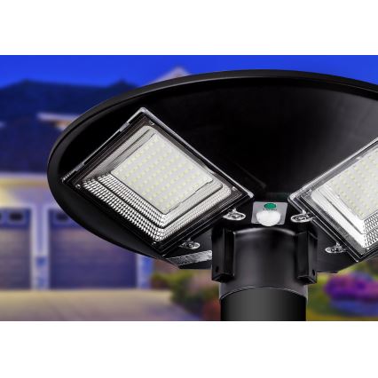 Lampă solară stradală LED reglabilă cu senzor LED/15W/6V 11000 mAh 6500 K IP65 negru + telecomandă