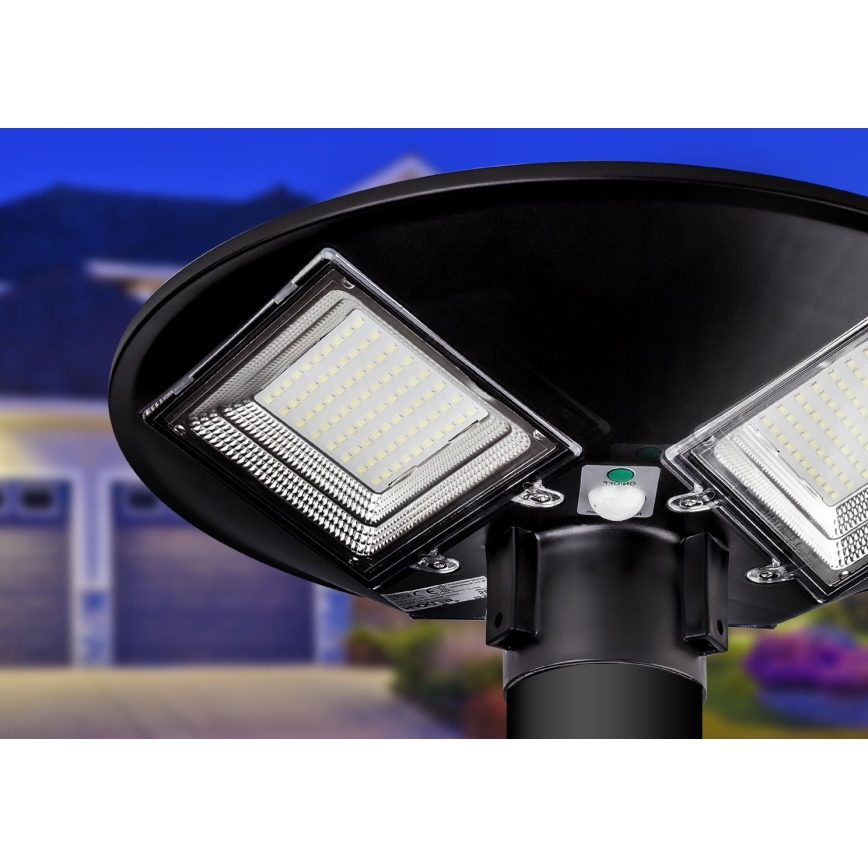 Lampă solară stradală LED reglabilă cu senzor LED/15W/6V 11000 mAh 6500 K IP65 negru + telecomandă