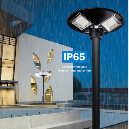 Lampă solară stradală LED reglabilă cu senzor LED/15W/6V 11000 mAh 6500 K IP65 negru + telecomandă