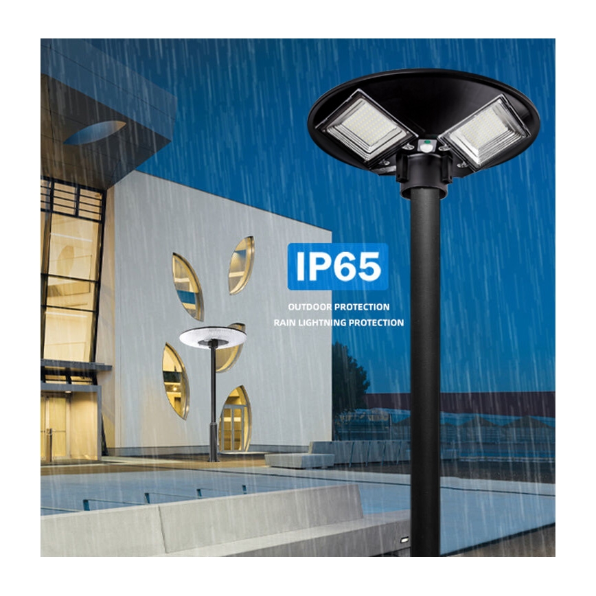 Lampă solară stradală LED reglabilă cu senzor LED/15W/6V 11000 mAh 6500 K IP65 negru + telecomandă