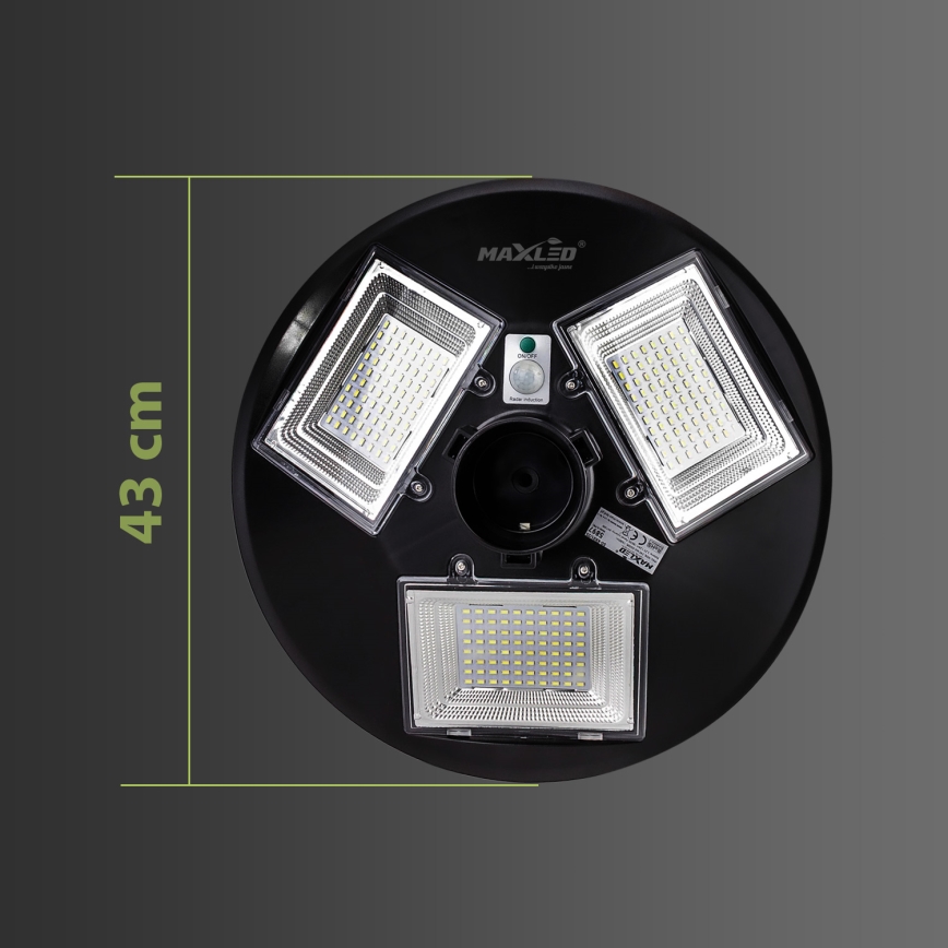 Lampă solară stradală LED reglabilă cu senzor LED/15W/6V 11000 mAh 6500 K IP65 negru + telecomandă