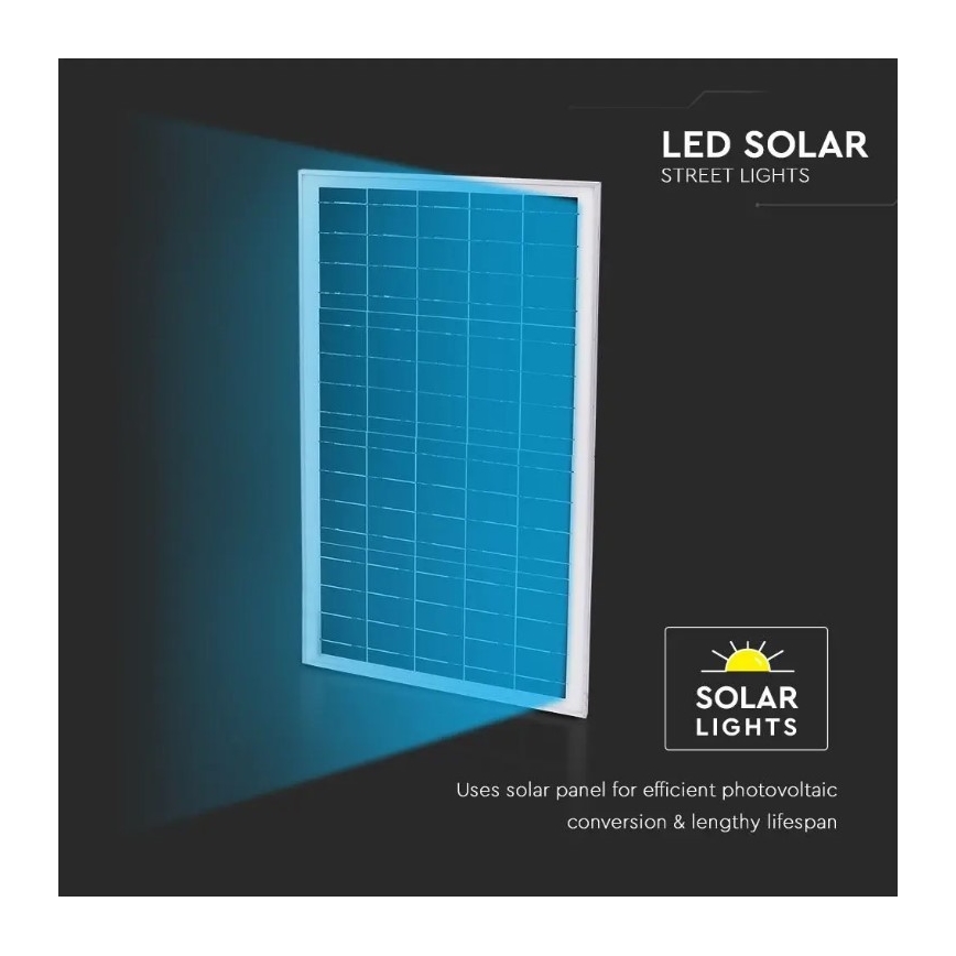 Lampă stradală solară LED reglabilă, LED/50W/6,4V 6000K IP65 50000 mAh + telecomandă