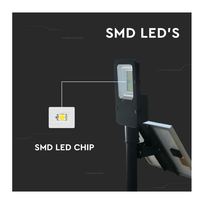 Lampă stradală solară LED reglabilă, LED/50W/6,4V 6000K IP65 50000 mAh + telecomandă