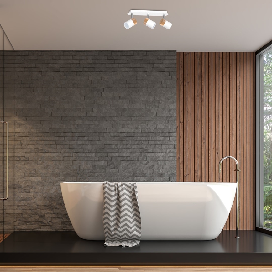 Lampă spot JOKER WHITE WOOD 3xGU10/8W/230V