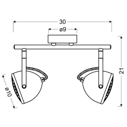 Lampă spot PENT 2xGU10/50W/230V