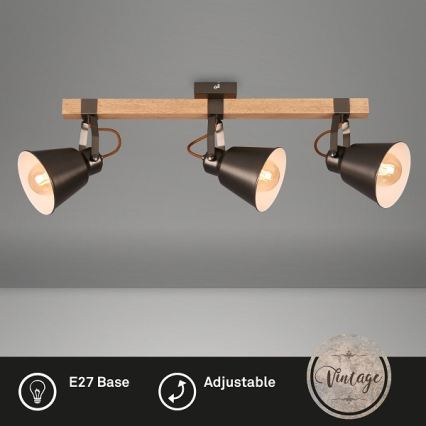 Lampă spot RETRO 3xE27/40W/230V maro
