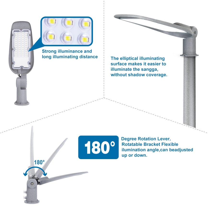Lampă stradală LED Aigostar SLIM, 200 W, 230 V, 6500 K, IP65