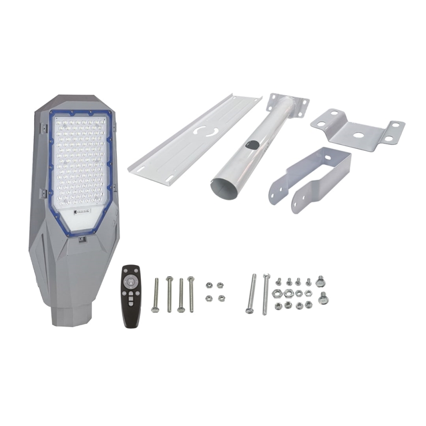 Lampă stradală LED reglabilă cu senzor de amurg și panou solar LED/200W/20000 mAh 6500K IP65 gri
