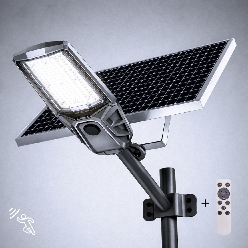 Lampă stradală LED reglabilă cu senzor și panou solar KOBRA LED/400W/3,2V 24000 mAh IP65 antracit + telecomandă