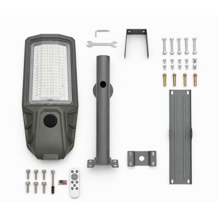 Lampă stradală LED reglabilă cu senzor și panou solar KOBRA LED/400W/3,2V 24000 mAh IP65 antracit + telecomandă