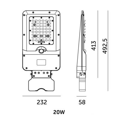 Lampă stradală solară cu senzor STREET LED/20W/7,4V 3000/4000/6000K IP65 5400 mAh