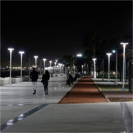 Lampă stradală solară LED cu senzor LUVIA, 15W, 3,2V, 4000K, IP54, 5400 mAh + telecomandă