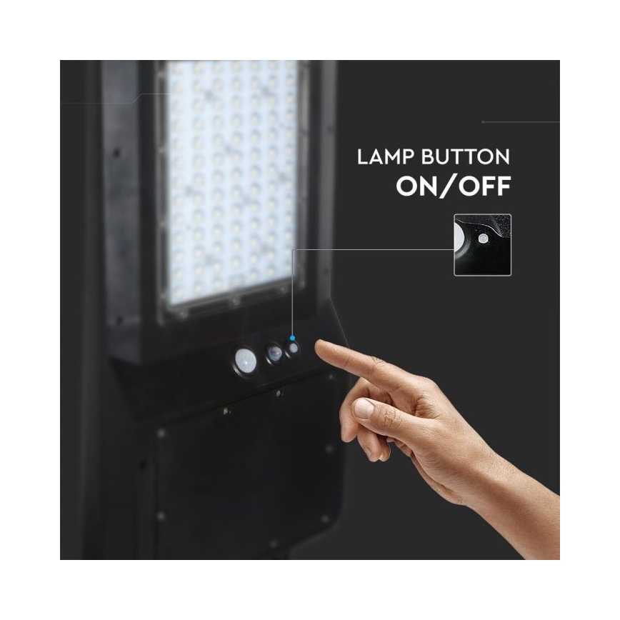 Lampă stradală solară LED cu senzor LED/40W/9,6V IP65 6000K 12000 mAh + telecomandă