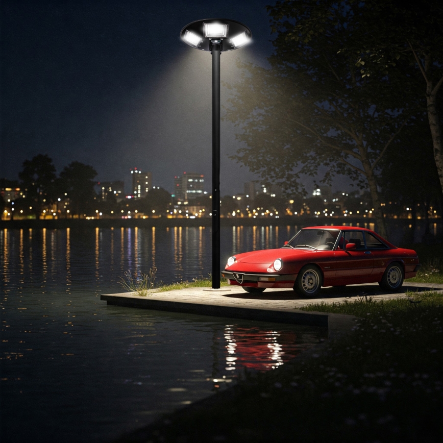 Lampă stradală solară LED reglabilă cu senzor LED/22W/6V 18000 mAh 6500K IP65 neagră + telecomandă