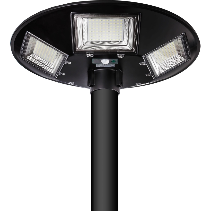 Lampă stradală solară LED reglabilă cu senzor LED/22W/6V 18000 mAh 6500K IP65 neagră + telecomandă