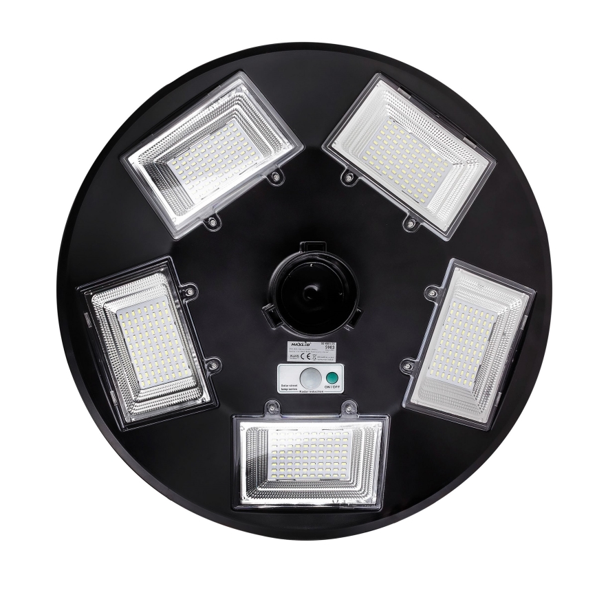 Lampă stradală solară LED reglabilă cu senzor LED/22W/6V 18000 mAh 6500K IP65 neagră + telecomandă