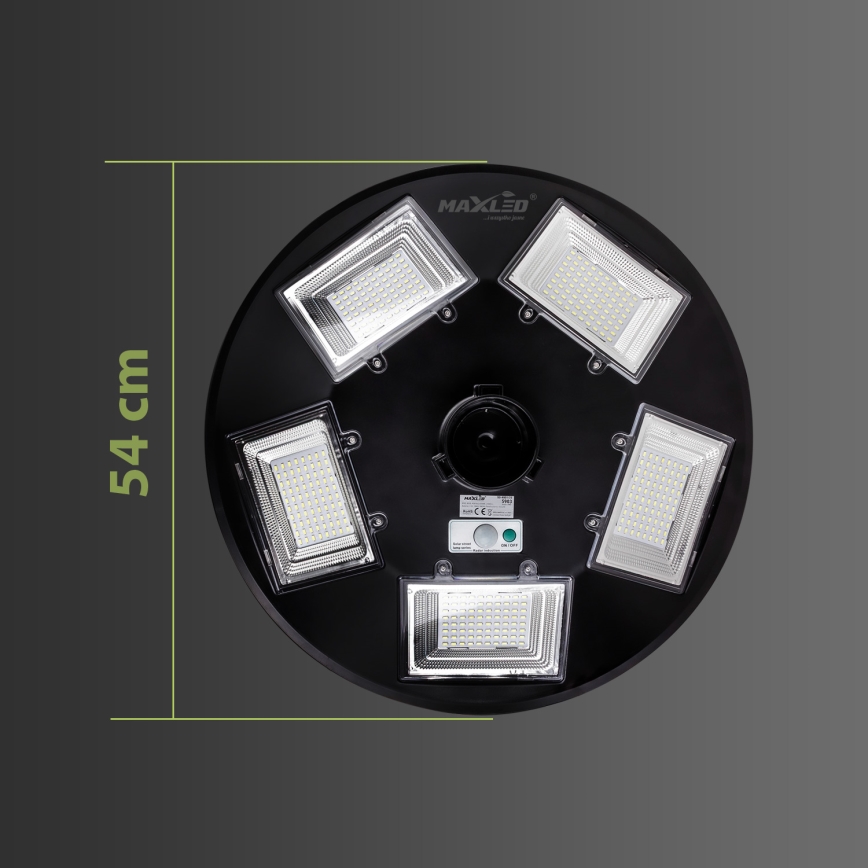 Lampă stradală solară LED reglabilă cu senzor LED/22W/6V 18000 mAh 6500K IP65 neagră + telecomandă