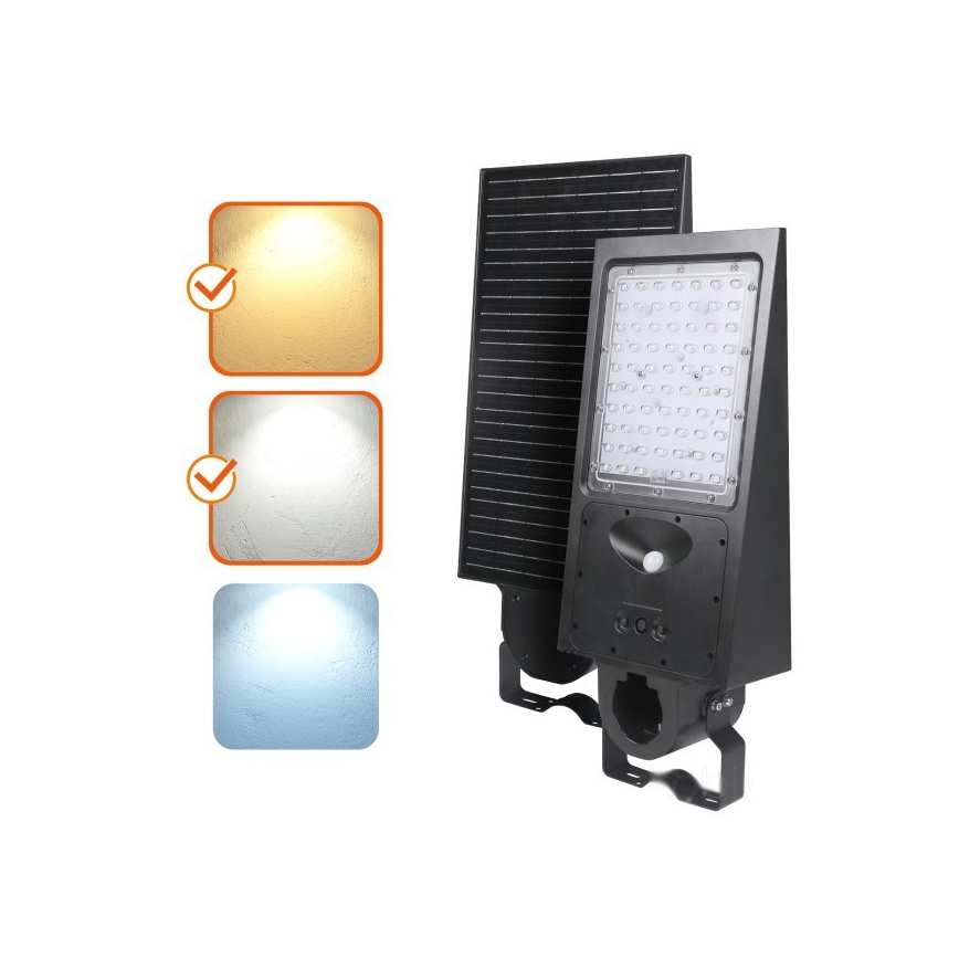 Lampă stradală solară LED reglabilă cu senzor STREET LED/30W/9,6V 3000/4000K 6000 mAh IP65 + telecomandă
