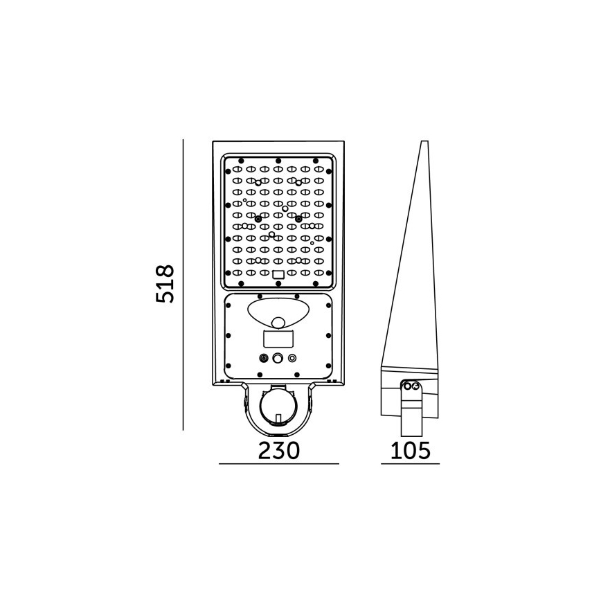 Lampă stradală solară LED reglabilă cu senzor STREET LED/30W/9,6V 3000/4000K 6000 mAh IP65 + telecomandă