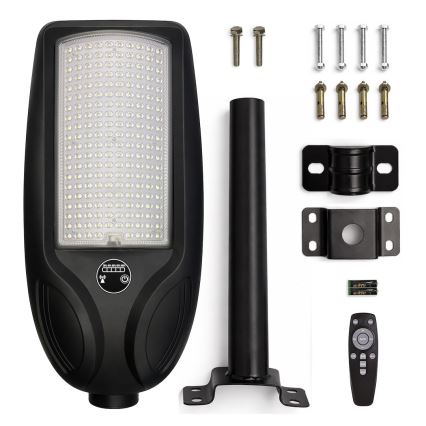 Lampă stradală solară LED reglabilă cu senzor VENICE, 200W/3,2V, 12000 mAh, IP65, neagră + telecomandă