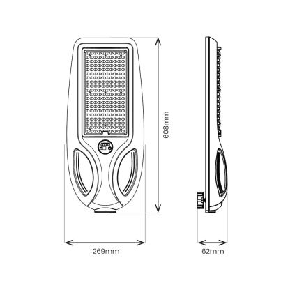 Lampă stradală solară LED reglabilă cu senzor VENICE, 200W/3,2V, 12000 mAh, IP65, neagră + telecomandă
