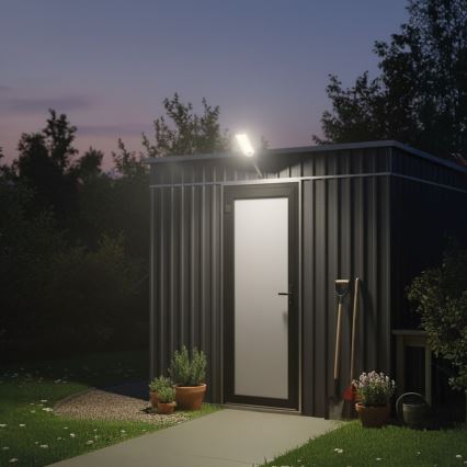 Lampă stradală solară LED dimabilă cu senzor VENICE LED/50W/3,2V 4000 mAh IP65 neagră + telecomandă
