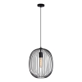 Lampă suspendată cu cablu OVELLA 1xE27/15W/230V Ø 34 cm neagră