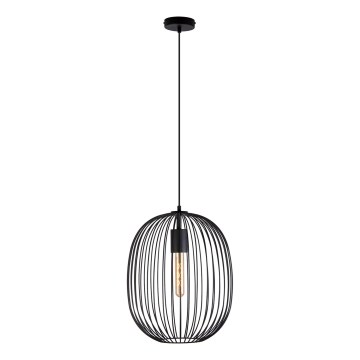 Lampă suspendată cu cablu OVELLA 1xE27/15W/230V Ø 34 cm neagră